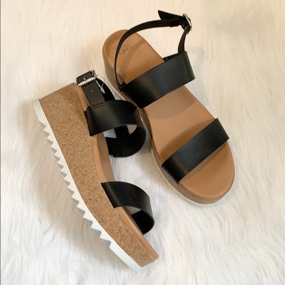 time and tru black platform sandals